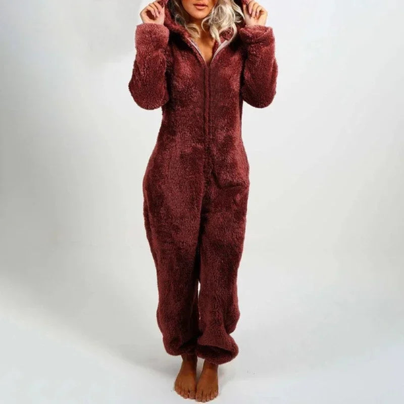 2022 Fashion Onesies Fleece Sleepwear Overall Plus Size Hood Sets Pajamas for Women Adult for Winter Warm Pyjamas Women S-5XL eprolo