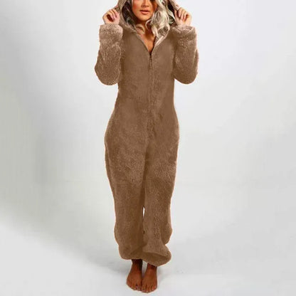 Zipper Onesies Fluffy Fleece Pajamas for Women Hooded Adult Winter Warm Sleepwear - Shello's Creative Boutique