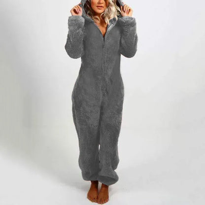 Zipper Onesies Fluffy Fleece Pajamas for Women Hooded Adult Winter Warm Sleepwear - Shello's Creative Boutique
