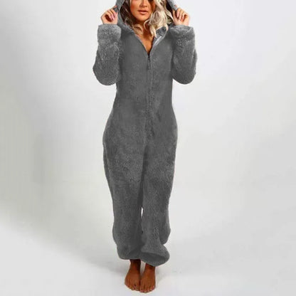 Zipper Onesies Fluffy Fleece Pajamas for Women Hooded Adult Winter Warm Sleepwear - Shello's Creative Boutique