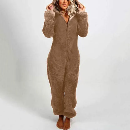 Zipper Onesies Fluffy Fleece Pajamas for Women Hooded Adult Winter Warm Sleepwear - Shello's Creative Boutique