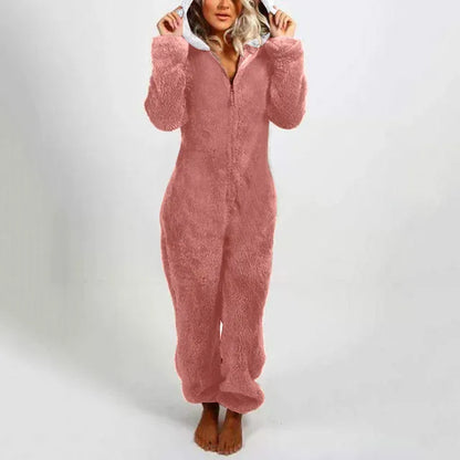 Zipper Onesies Fluffy Fleece Pajamas for Women Hooded Adult Winter Warm Sleepwear - Shello's Creative Boutique