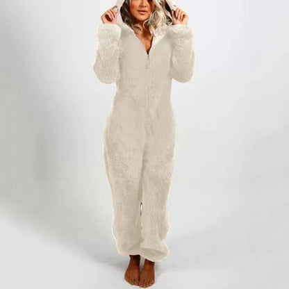 Zipper Onesies Fluffy Fleece Pajamas for Women Hooded Adult Winter Warm Sleepwear - Shello's Creative Boutique
