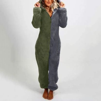 Zipper Onesies Fluffy Fleece Pajamas for Women Hooded Adult Winter Warm Sleepwear - Shello's Creative Boutique