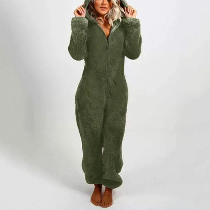 Zipper Onesies Fluffy Fleece Pajamas for Women Hooded Adult Winter Warm Sleepwear - Shello's Creative Boutique
