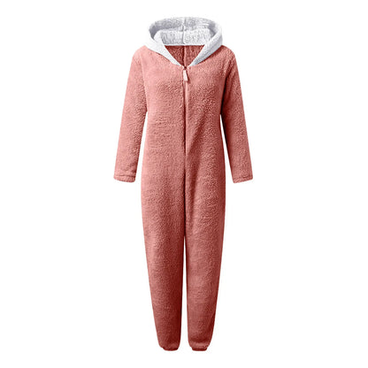 Zipper Onesies Fluffy Fleece Pajamas for Women Hooded Adult Winter Warm Sleepwear - Shello's Creative Boutique