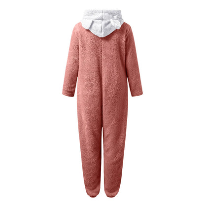 Zipper Onesies Fluffy Fleece Pajamas for Women Hooded Adult Winter Warm Sleepwear - Shello's Creative Boutique