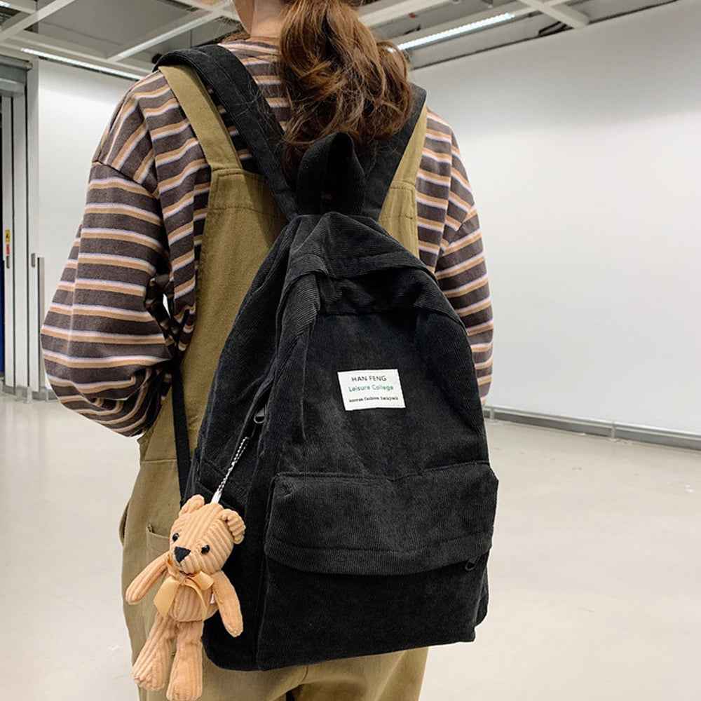 Anti-theft Corduroy Fashionable School Backpack for Women