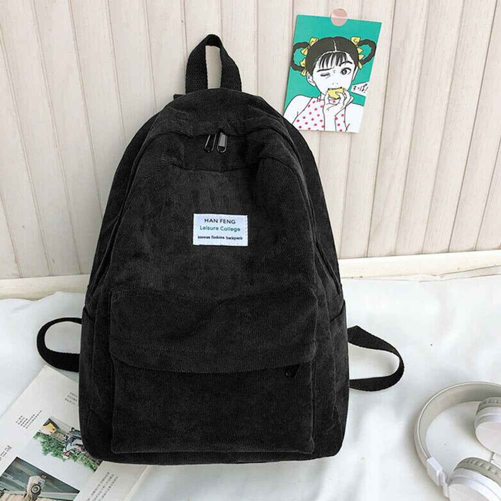 Anti-theft Corduroy Fashionable School Backpack for Women