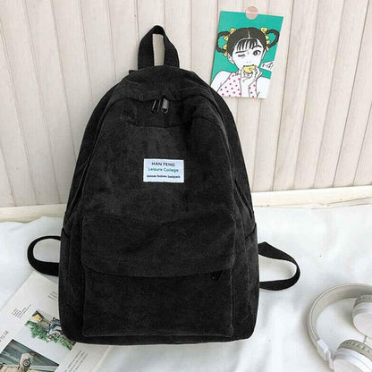 Anti-theft Corduroy Fashionable School Backpack for Women - Shello's Creative Boutique