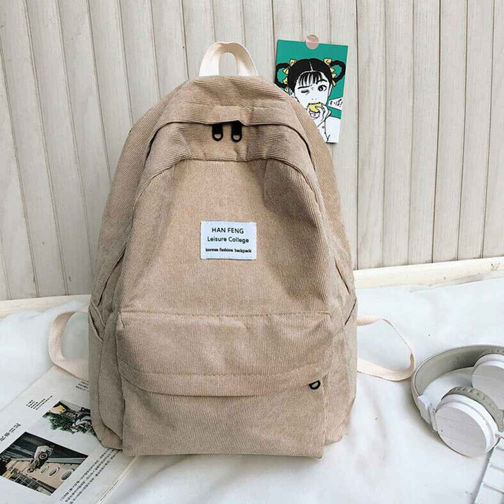 Anti-theft Corduroy Fashionable School Backpack for Women