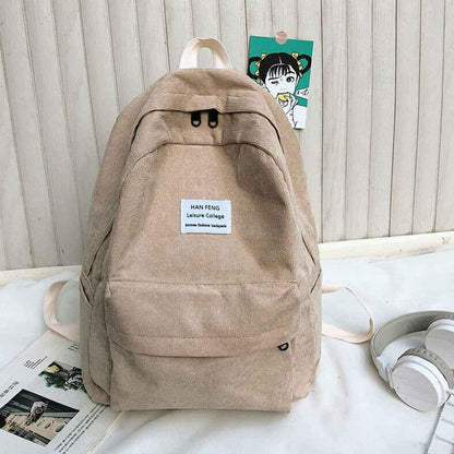 Anti-theft Corduroy Fashionable School Backpack for Women - Shello's Creative Boutique