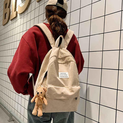 Anti-theft Corduroy Fashionable School Backpack for Women - Shello's Creative Boutique