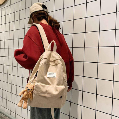 Anti-theft Corduroy Fashionable School Backpack for Women - Shello's Creative Boutique