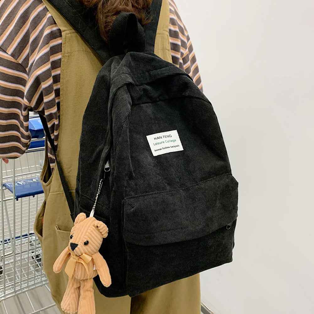 Anti-theft Corduroy Fashionable School Backpack for Women