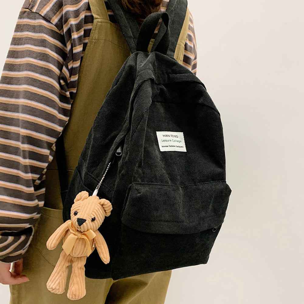 Anti-theft Corduroy Fashionable School Backpack for Women