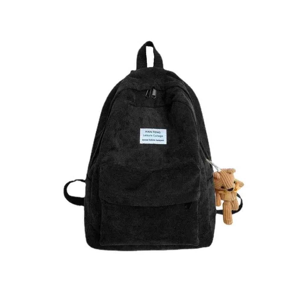 Anti-theft Corduroy Fashionable School Backpack for Women - Shello's Creative Boutique