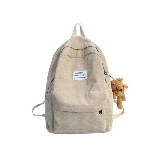 Anti-theft Corduroy Fashionable School Backpack for Women