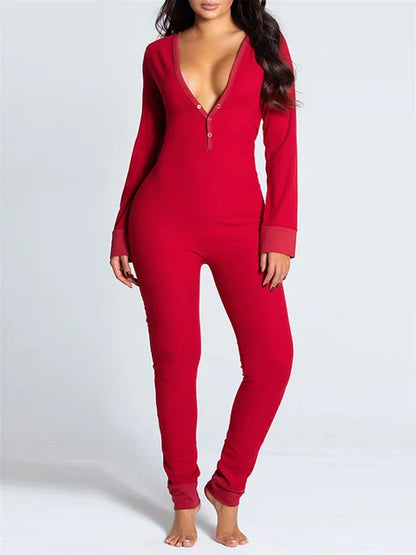 2024 Valentine's Day Sleepwear Jumpsuit Long Sleeve Butt Flap Romper Women V-neck Heart Letters Print 1 Piece Lounge Nightwear eprolo