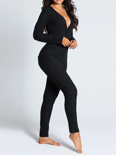 2024 Valentine's Day Sleepwear Jumpsuit Long Sleeve Butt Flap Romper Women V-neck Heart Letters Print 1 Piece Lounge Nightwear eprolo