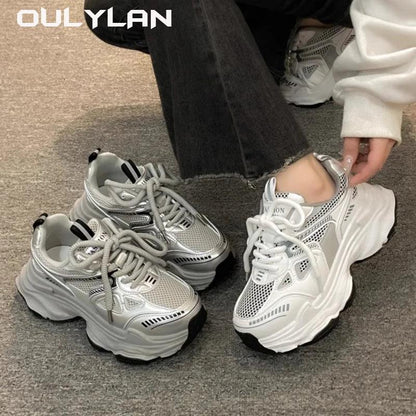 Women's Chunky Sneakers Luxary Thick Sole Vulcanize Shoes - Shello's Creative Boutique