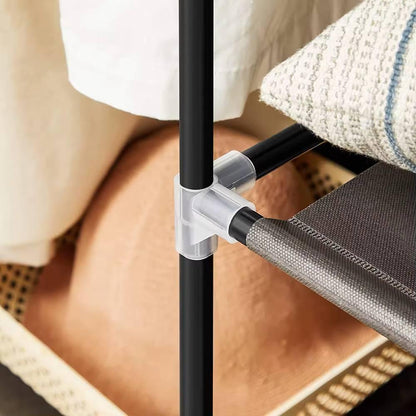 Fabric Canvas Clothes Storage Cupboard Hanging Rail Shelving - Available in 2 Colors - Shello's Creative Boutique