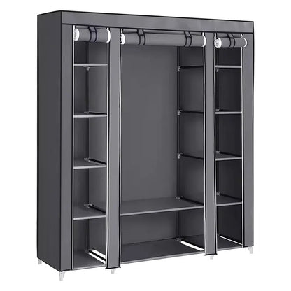 Fabric Canvas Clothes Storage Cupboard Hanging Rail Shelving - Available in 2 Colors - Shello's Creative Boutique