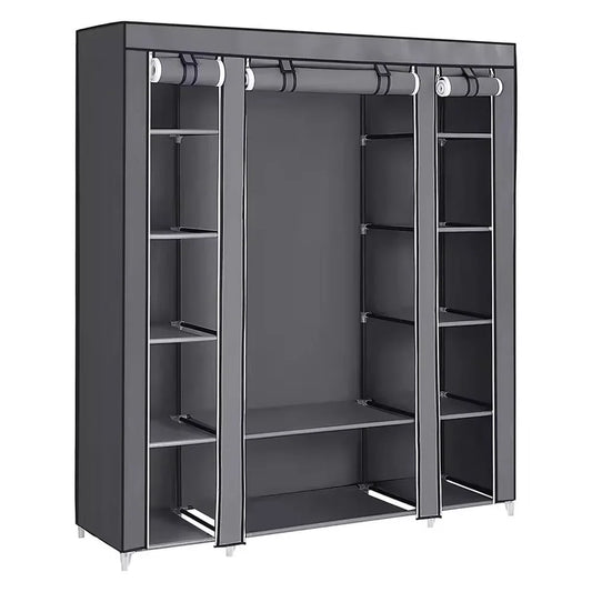 Fabric Canvas Clothes Storage Cupboard Hanging Rail Shelving - Available in 2 Colors - Shello's Creative Boutique