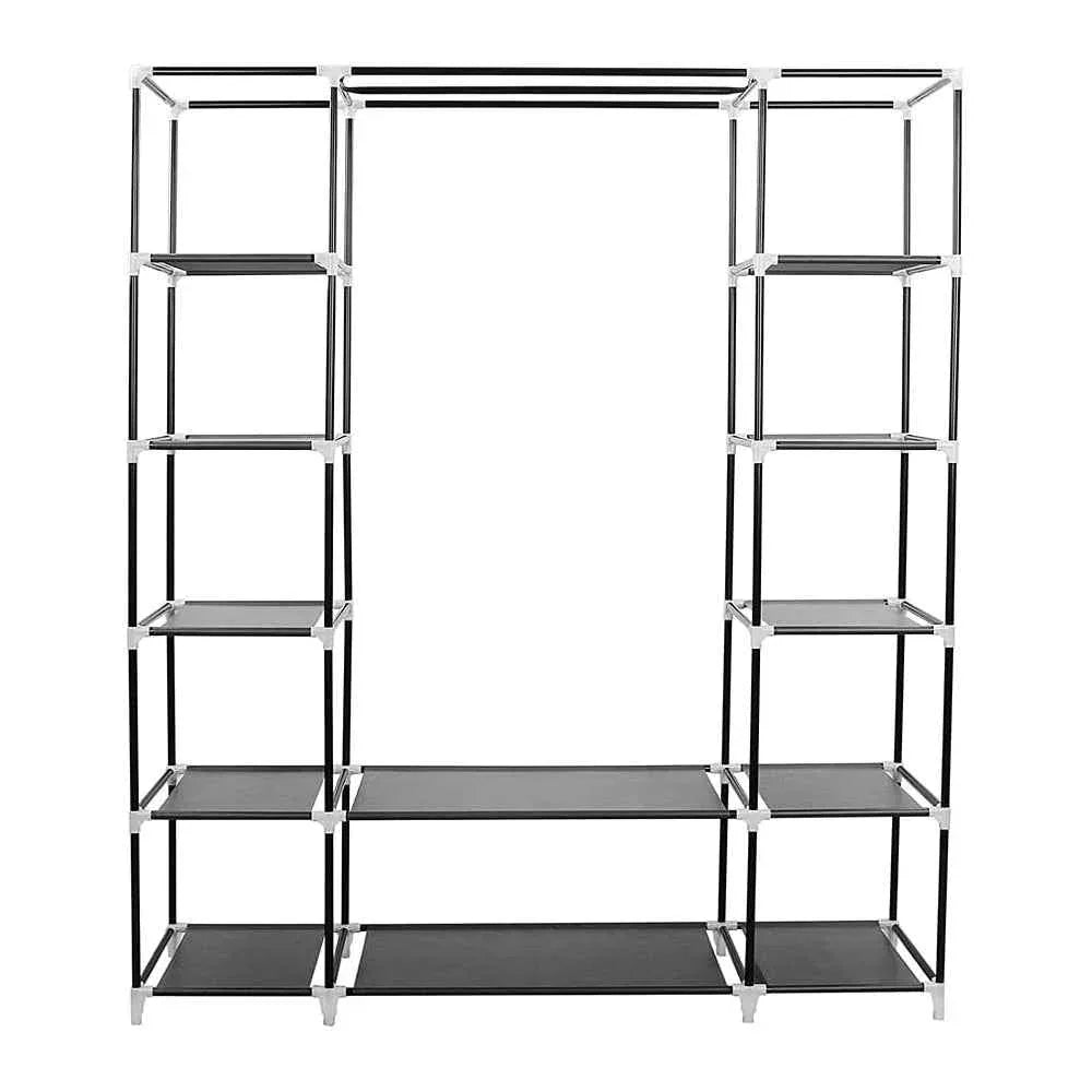 Fabric Canvas Clothes Storage Cupboard Hanging Rail Shelving - Available in 2 Colors - Shello's Creative Boutique
