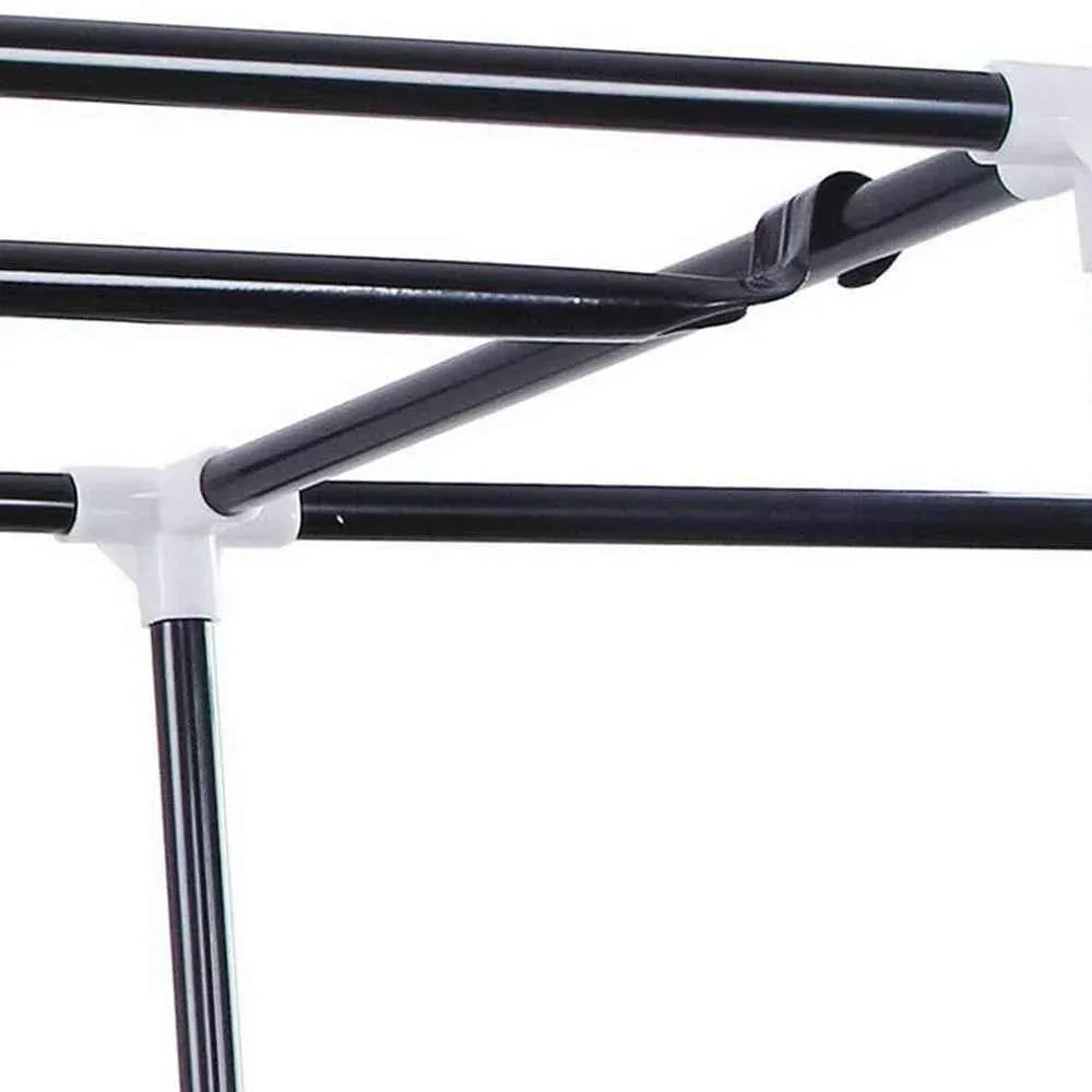 Fabric Canvas Clothes Storage Cupboard Hanging Rail Shelving - Available in 2 Colors - Shello's Creative Boutique