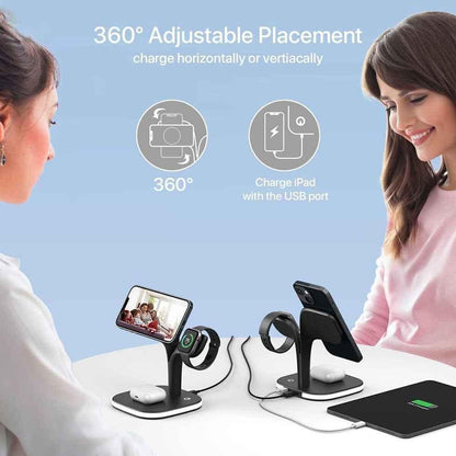 5 in1 Foldable Wireless Fast Charger Dock Station for Apple - Available in Black and White - Shello's Creative Boutique