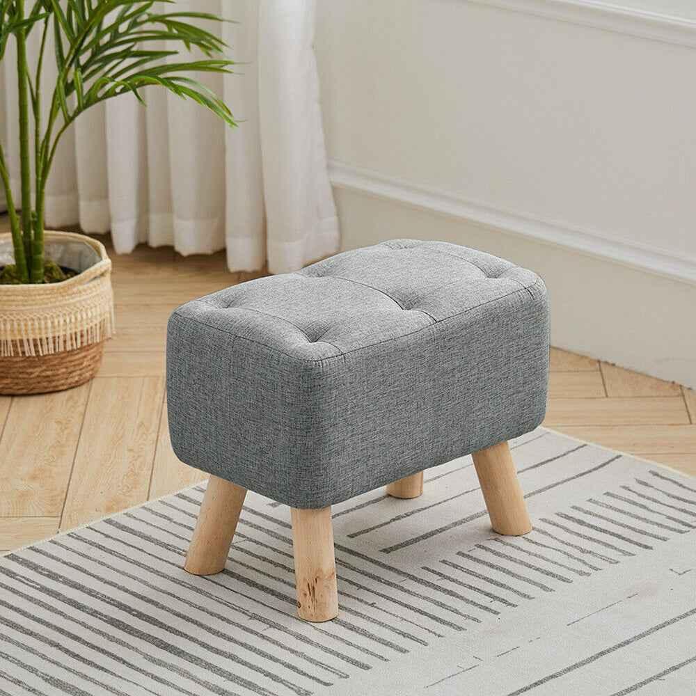 Linen Fabric Foot Rest Stool Ottoman Seat - Shello's Creative Boutique