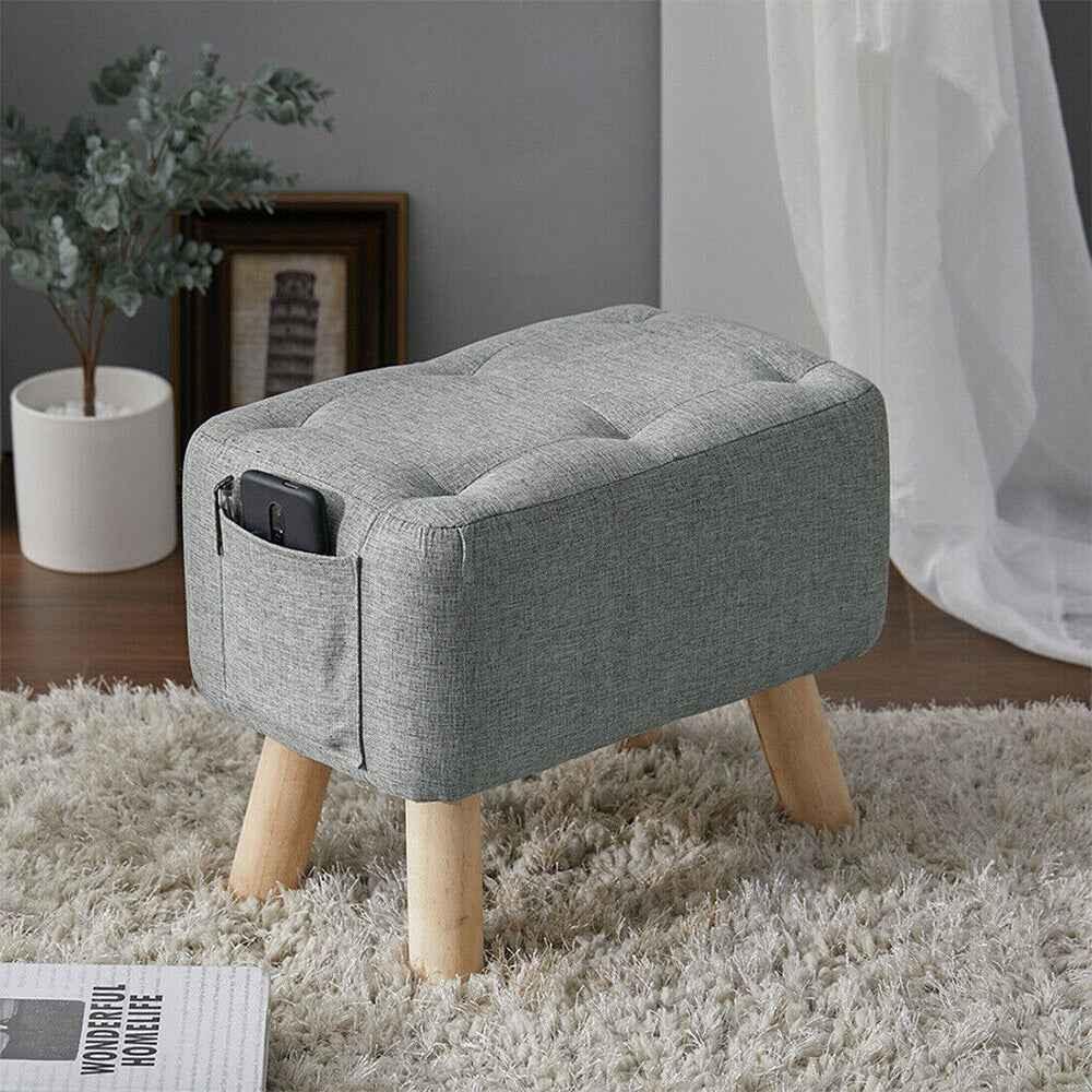 Linen Fabric Foot Rest Stool Ottoman Seat - Shello's Creative Boutique
