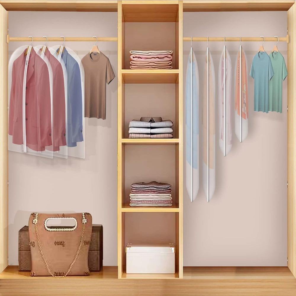 PEVA Garment Bags with Full Zipper for Closet Storage and Protection