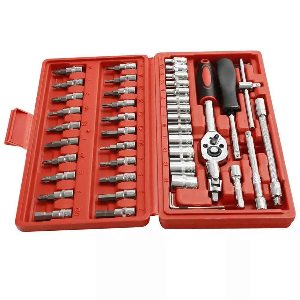 46-Piece Socket Wrench and Screwdriver Bits Ratchet Driver Kit