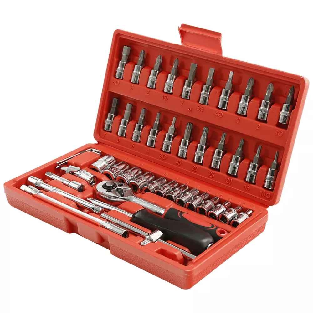 46-Piece Socket Wrench and Screwdriver Bits Ratchet Driver Kit