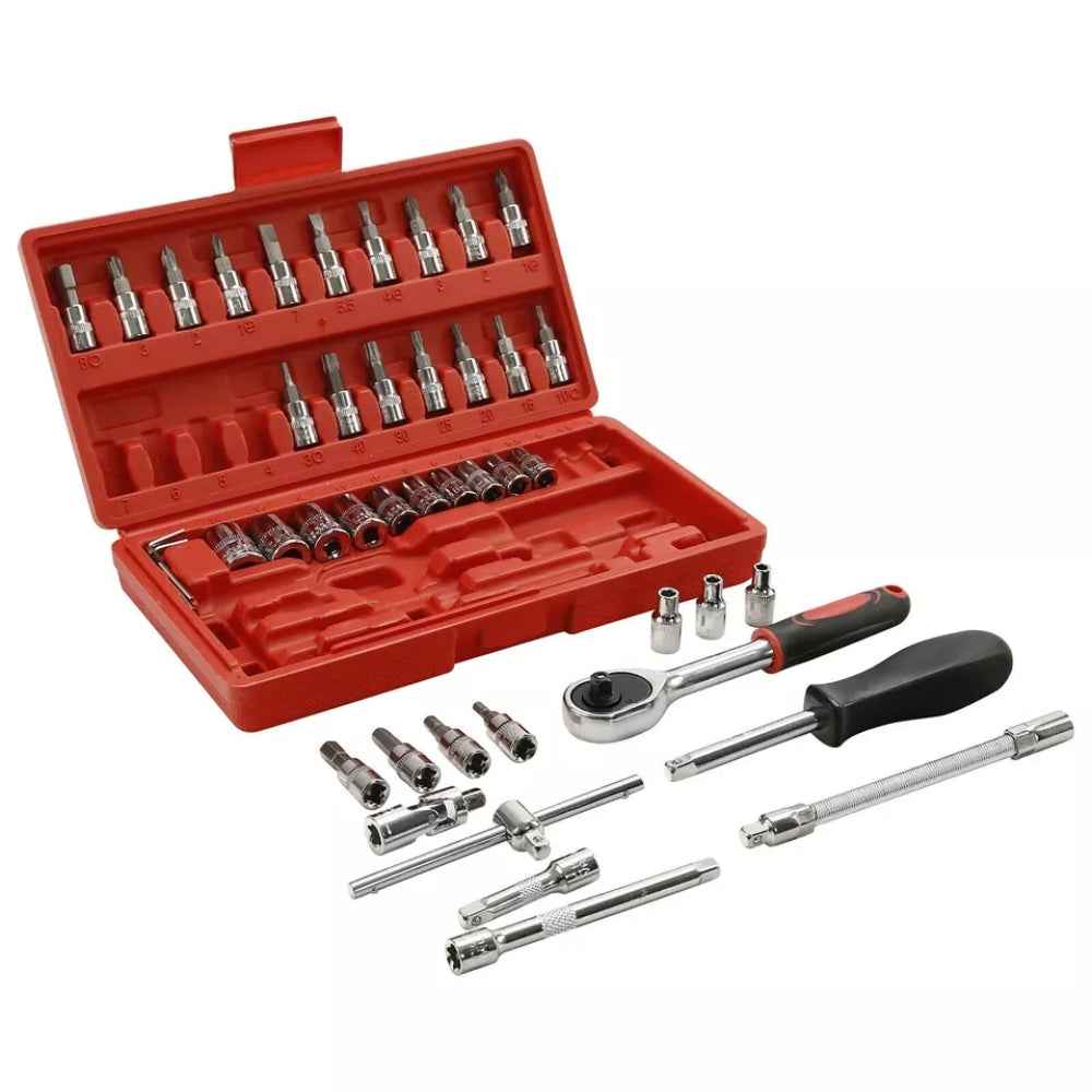 46-Piece Socket Wrench and Screwdriver Bits Ratchet Driver Kit