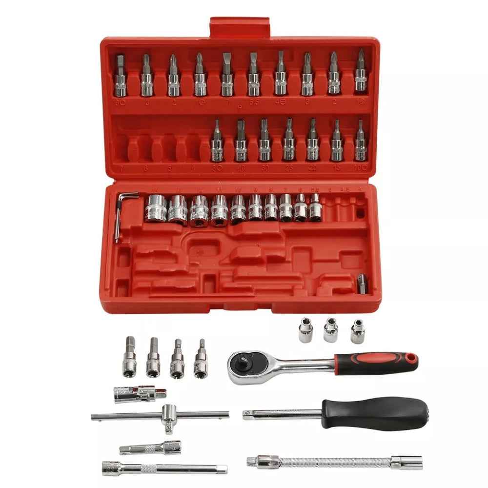 46-Piece Socket Wrench and Screwdriver Bits Ratchet Driver Kit