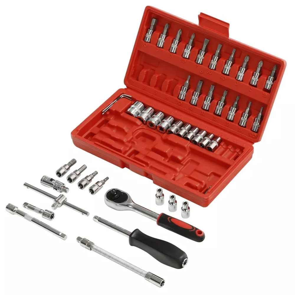 46-Piece Socket Wrench and Screwdriver Bits Ratchet Driver Kit