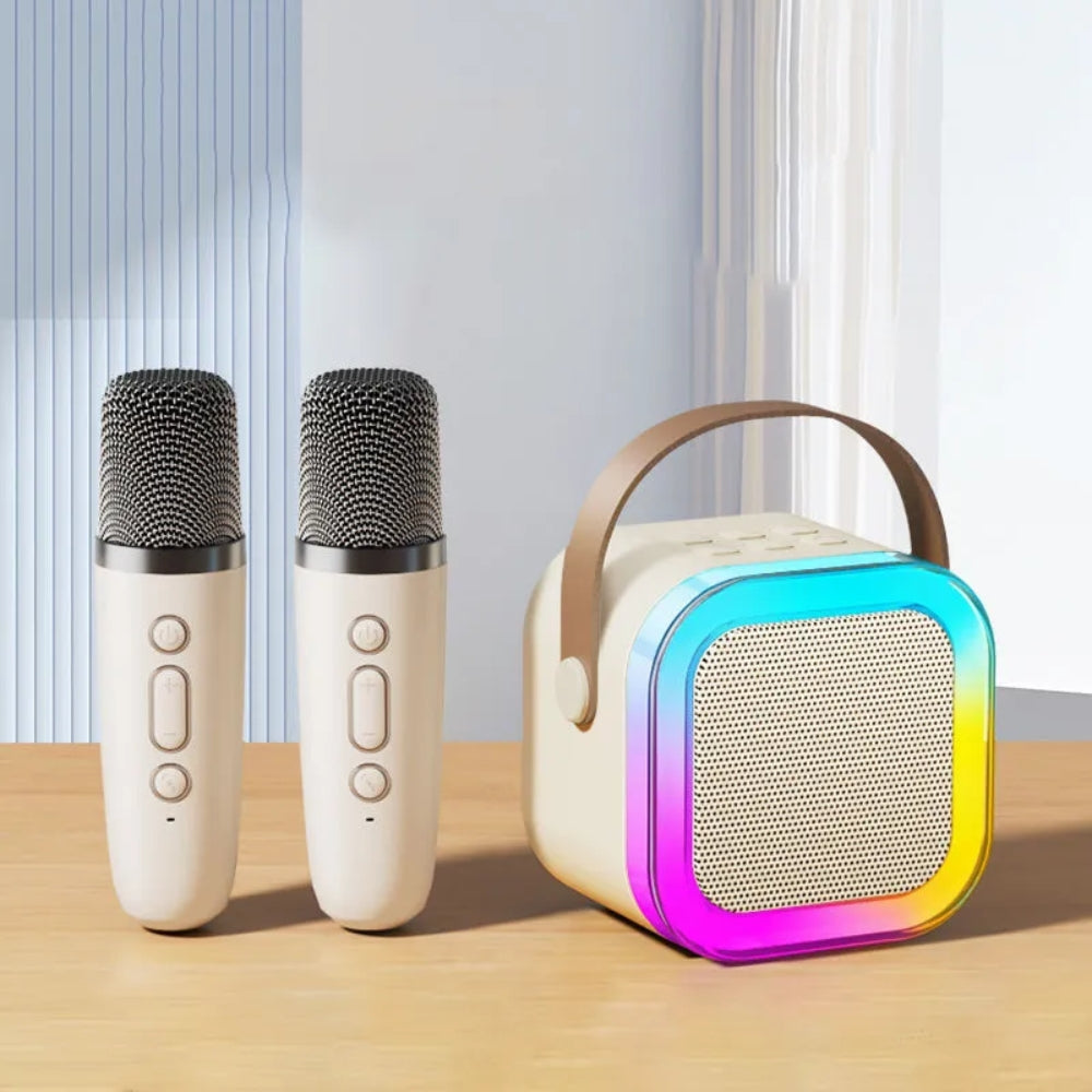 Portable Mini Karaoke Machine with Bluetooth Speaker and 2 Wireless Microphones