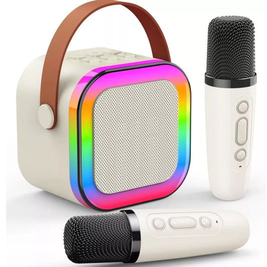 Portable Mini Karaoke Machine with Bluetooth Speaker and 2 Wireless Microphones
