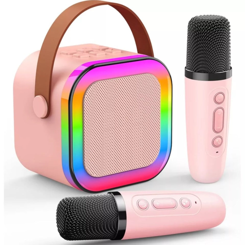 Portable Mini Karaoke Machine with Bluetooth Speaker and 2 Wireless Microphones