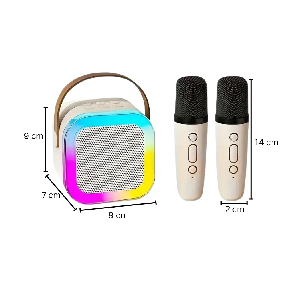 Portable Mini Karaoke Machine with Bluetooth Speaker and 2 Wireless Microphones