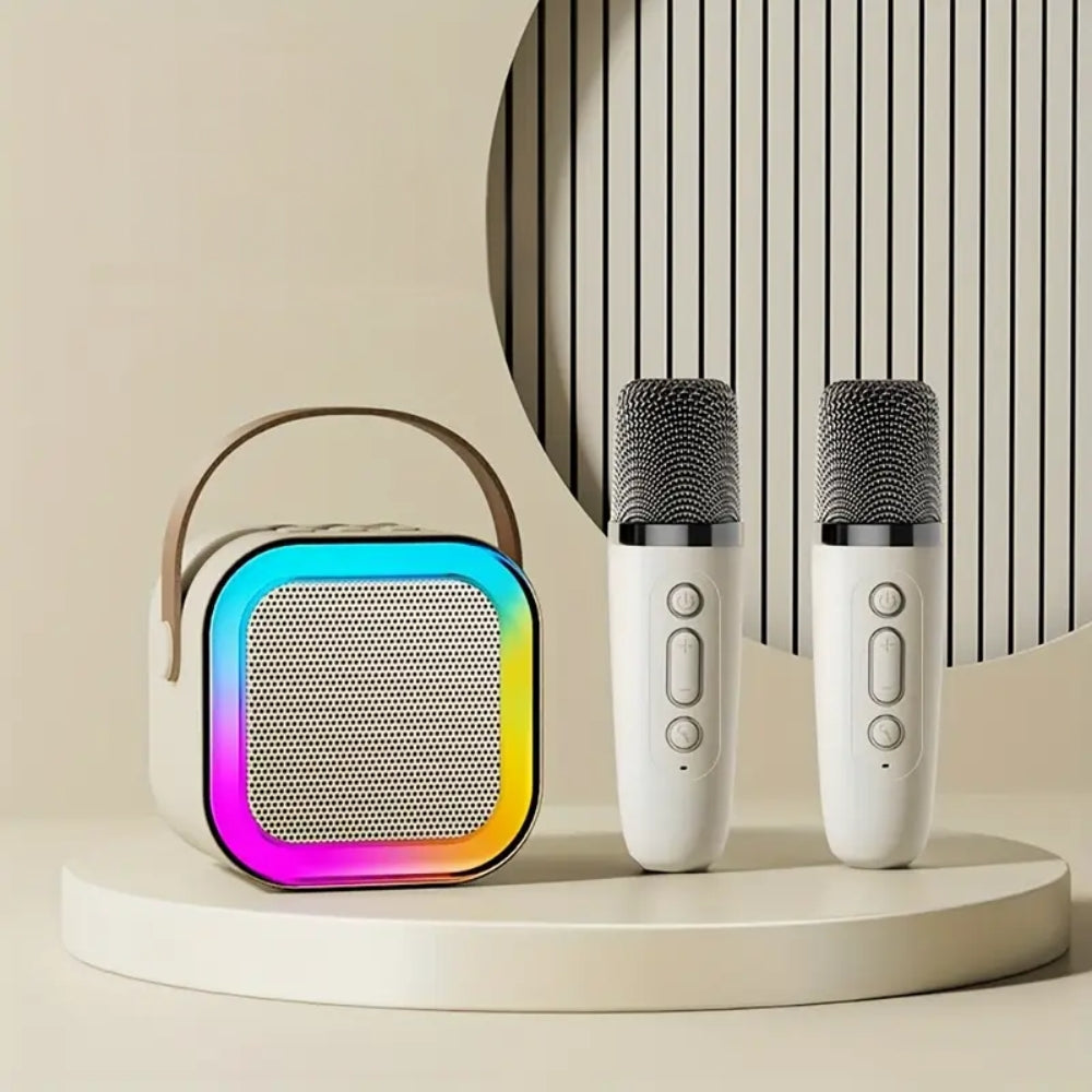 Portable Mini Karaoke Machine with Bluetooth Speaker and 2 Wireless Microphones