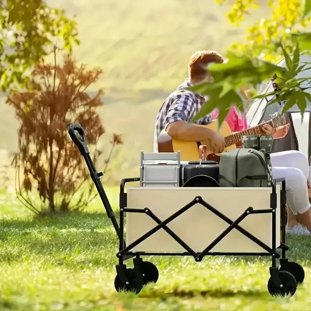 Heavy-Duty Foldable Garden Trolley Cart with 5 Inch Rubber Wheels - Shello's Creative Boutique