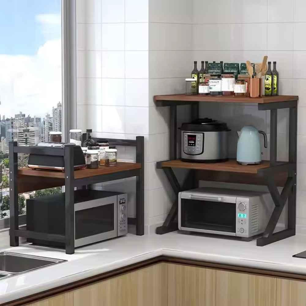 Multi-Tier Black Microwave Oven Rack Stand and Kitchen Storage Shelf - Shello's Creative Boutique