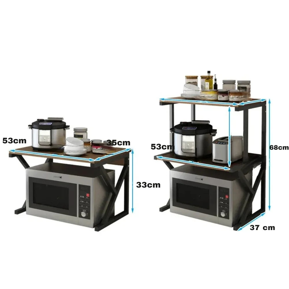 Multi-Tier Black Microwave Oven Rack Stand and Kitchen Storage Shelf - Shello's Creative Boutique