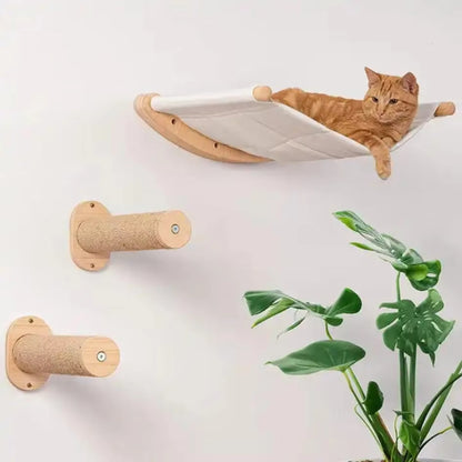 Indoor Cat Activity Center Wooden Climbing Tube with Sisal Rope Scratching Board