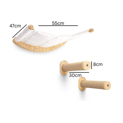 Indoor Cat Activity Center Wooden Climbing Tube with Sisal Rope Scratching Board