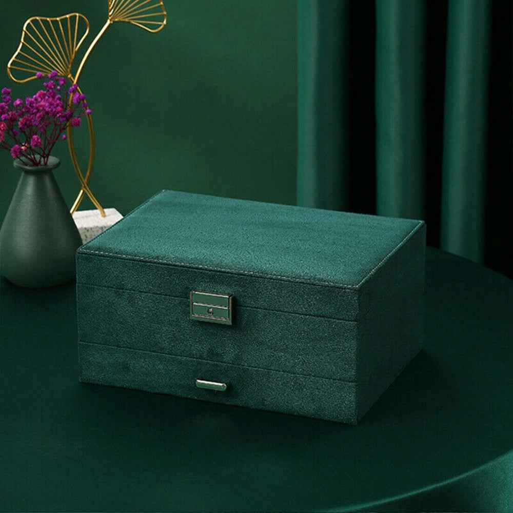 3 Layer Jewelry Storage Box with Drawers and Necklace Organizer